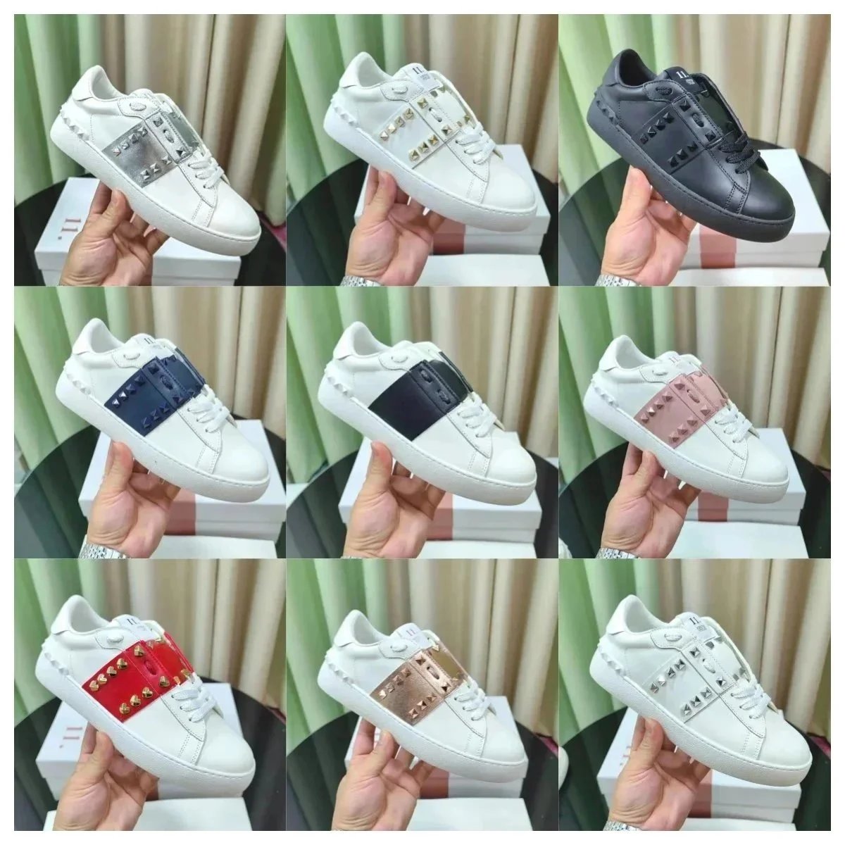 Valentino Open Rockstud Low Top Sneakers Multicolor
