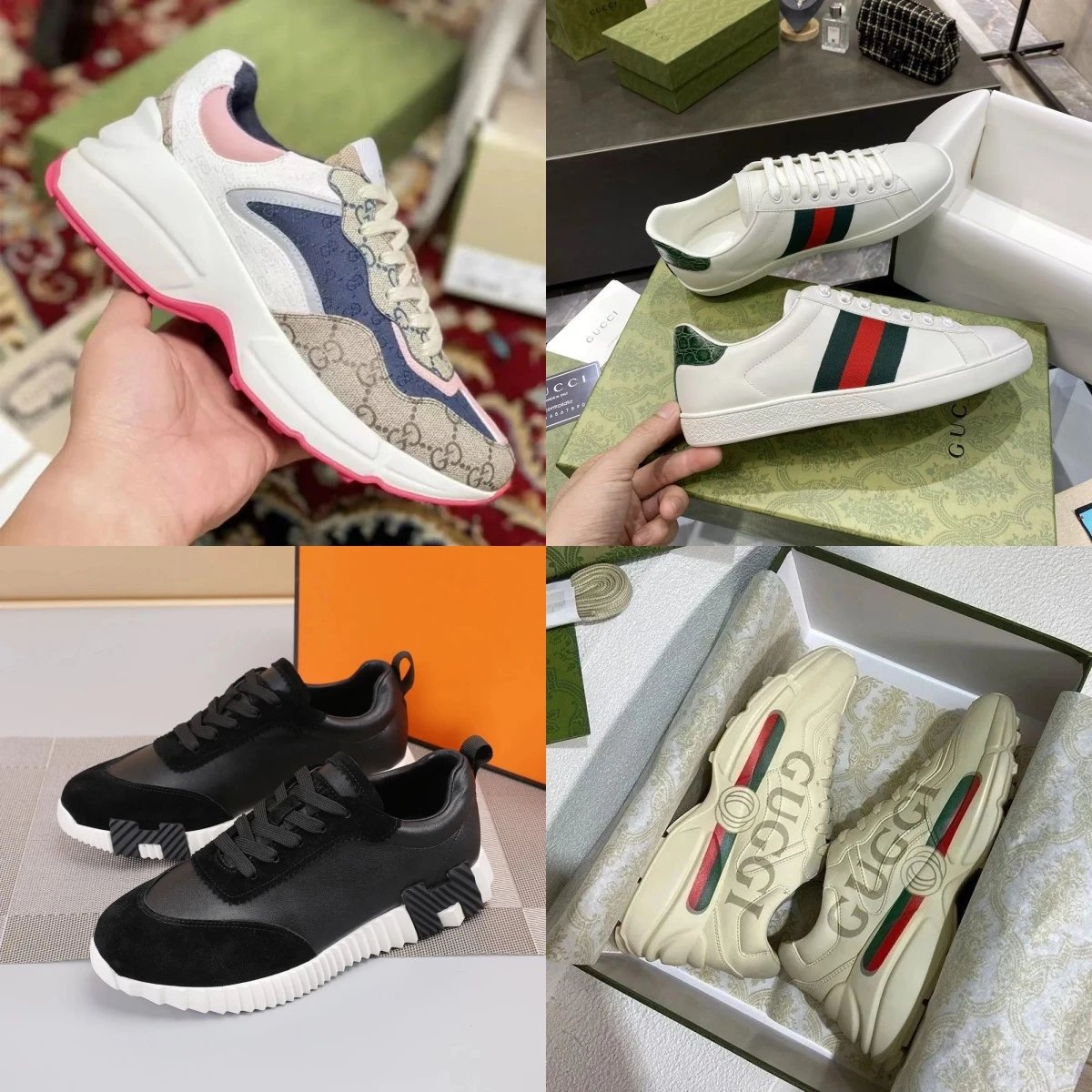 Gucci Chunky Rhyton and Ace Low Top Sneakers Multicolor