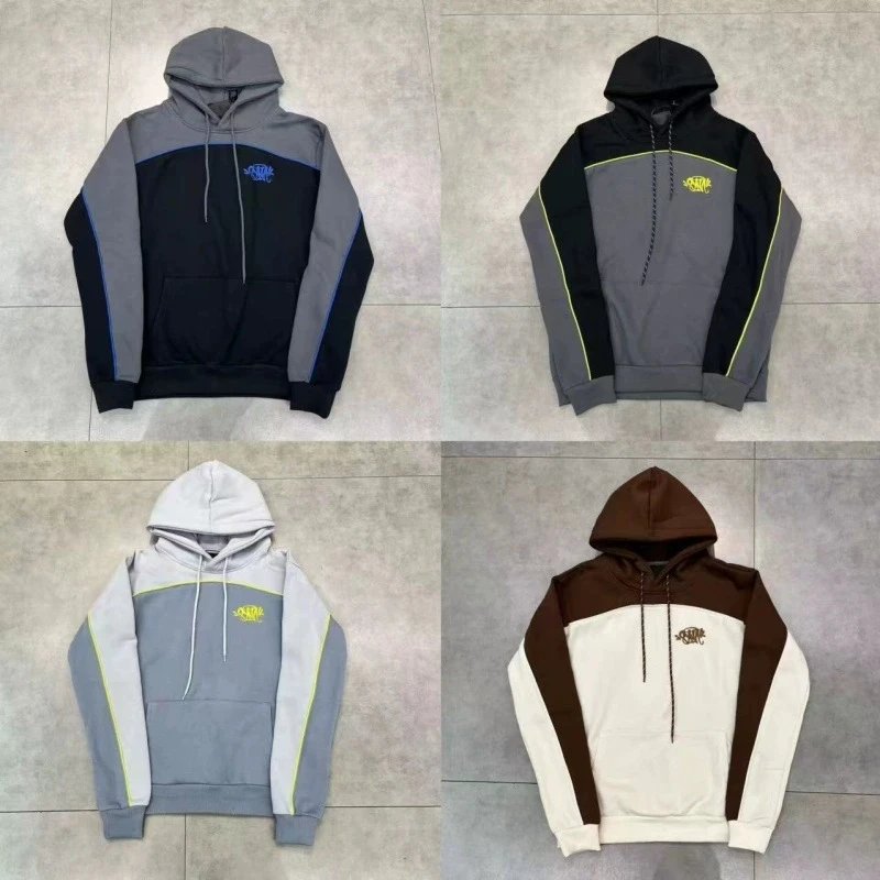 【DX37】Street-style patchwork fleece-lined loose-fit casual hoodie