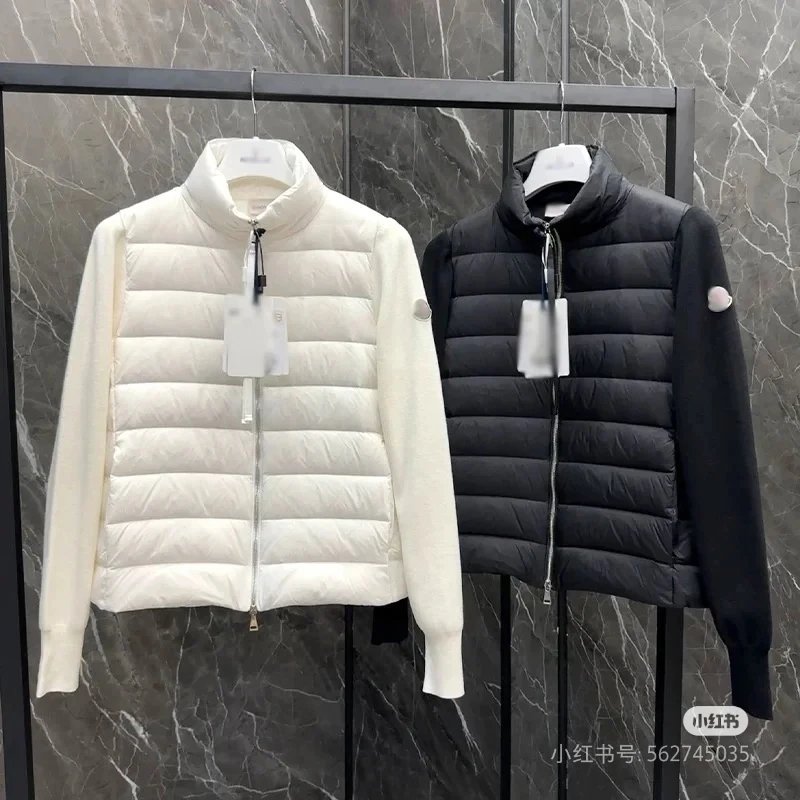 【DX6-21】Winter Stand-Neck Knitted Patchwork Down Jacket
