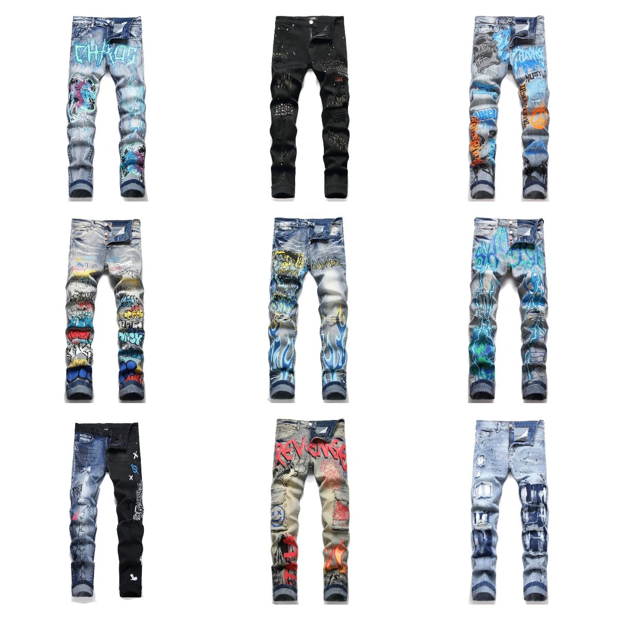Trend print embroidered jeans 102923-006