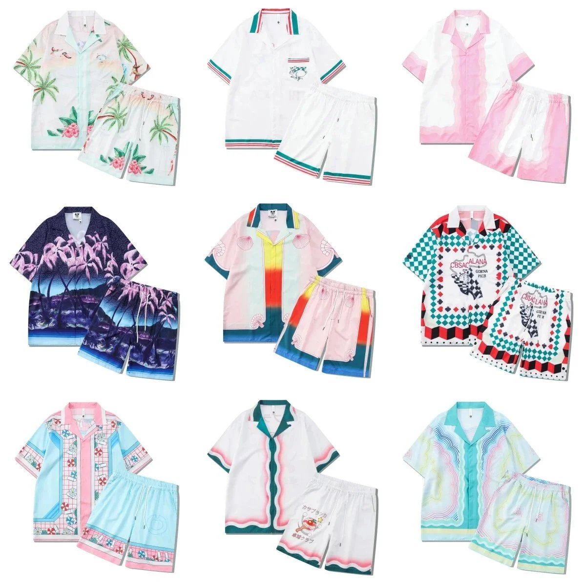 Casual fashion high street short sleeve suit -002 D