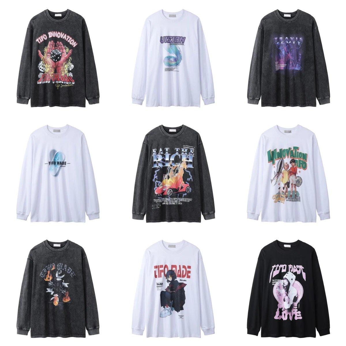 Trend new fashion long sleeve T-007
