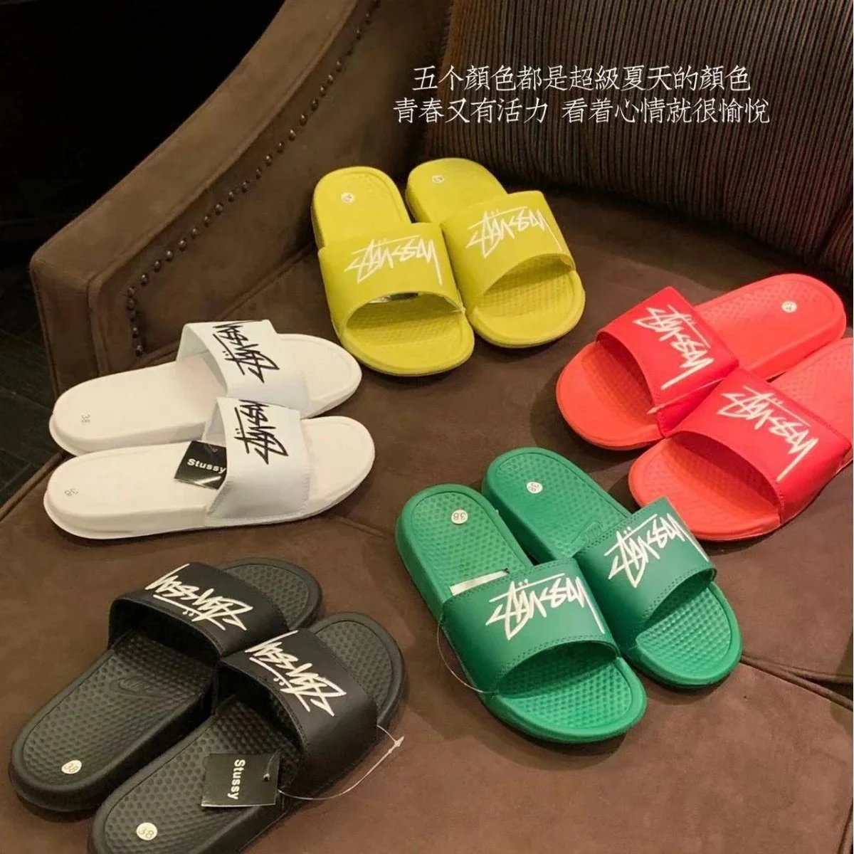 联名款男女拖鞋ins美式流情侣款外穿耐磨轻便沙滩凉拖鞋-SQ002 GB